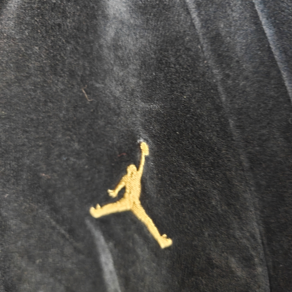 Nike Air Jordan Men's Black Soft Velour Black Full Zip Track Warm Up Jacket Gold - Picture 9 of 9